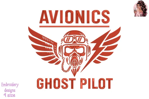 Ghost Pilot Avionics Embroidery Design