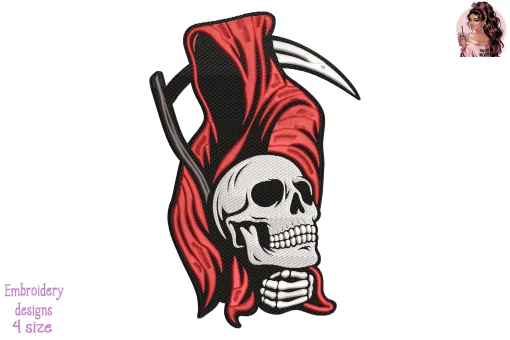 Red Hood Grim Reaper Embroidery