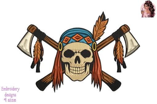 Warrior Spirit Skull Embroidery